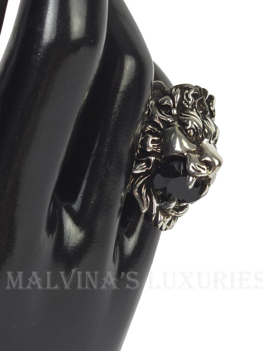 GUCCI RING LION HEAD GEM EMBELLISHED AGED METAL BAND UNISEX sz 8 US 4 1/2 - Picture 7 of 16